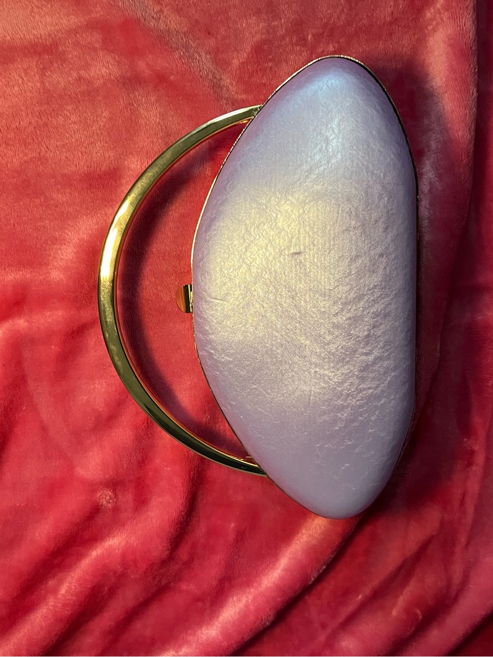 Lavender Oval Clutch with Gold Handle - Women's Evening Bag